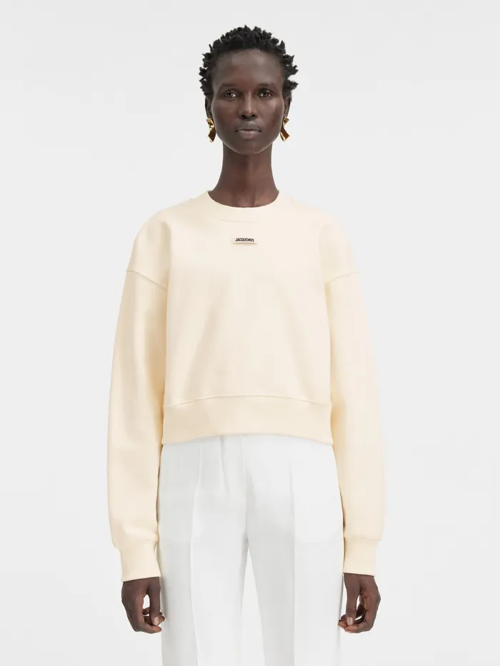 JACQUEMUS Sweatshirts and Joggings Grosgrain Logo Pullover Light Beige 8211 Women
