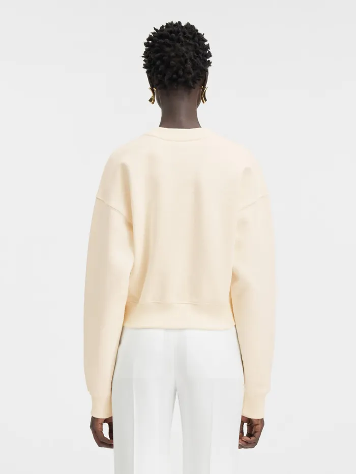 JACQUEMUS Sweatshirts and Joggings Grosgrain Logo Pullover Light Beige 8211 Women