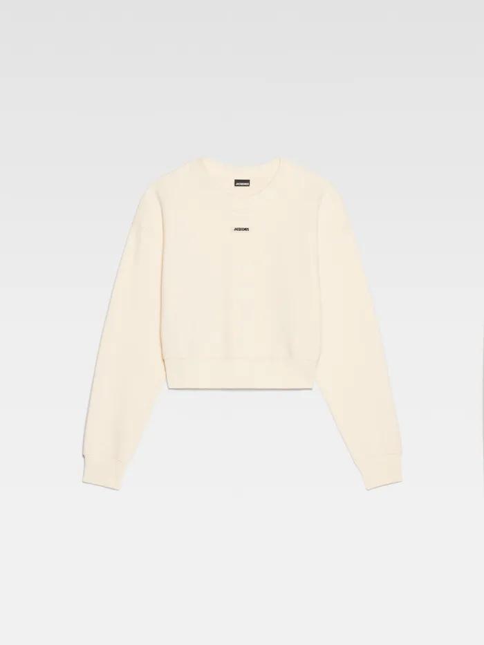 JACQUEMUS Sweatshirts and Joggings Grosgrain Logo Pullover Light Beige 8211 Women