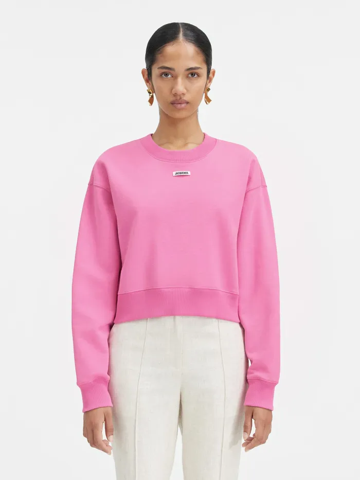 JACQUEMUS Sweatshirts and Joggings Grosgrain Logo Pullover Pink 8211 Women