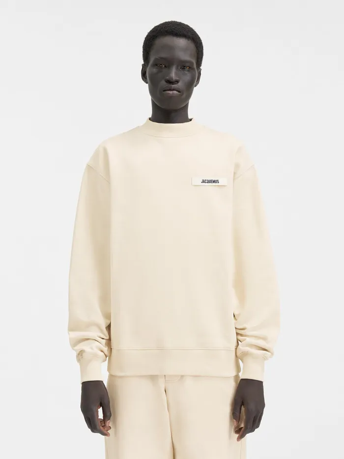 JACQUEMUS Sweatshirts and Joggings Grosgrain Logo Sweatshirt Beige 8211 Men