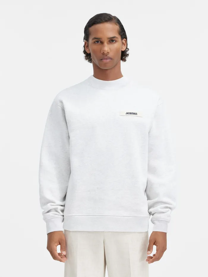JACQUEMUS Sweatshirts and Joggings Grosgrain Logo Sweatshirt Grey 8211 Men