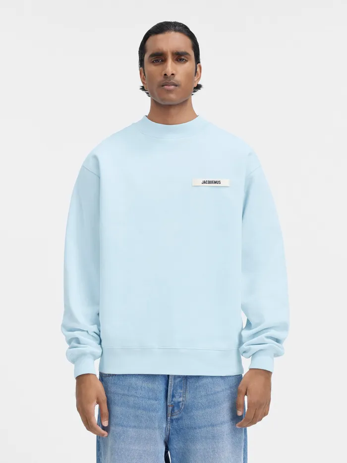 JACQUEMUS Sweatshirts and Joggings Grosgrain Logo Sweatshirt Light Blue 8211 Men