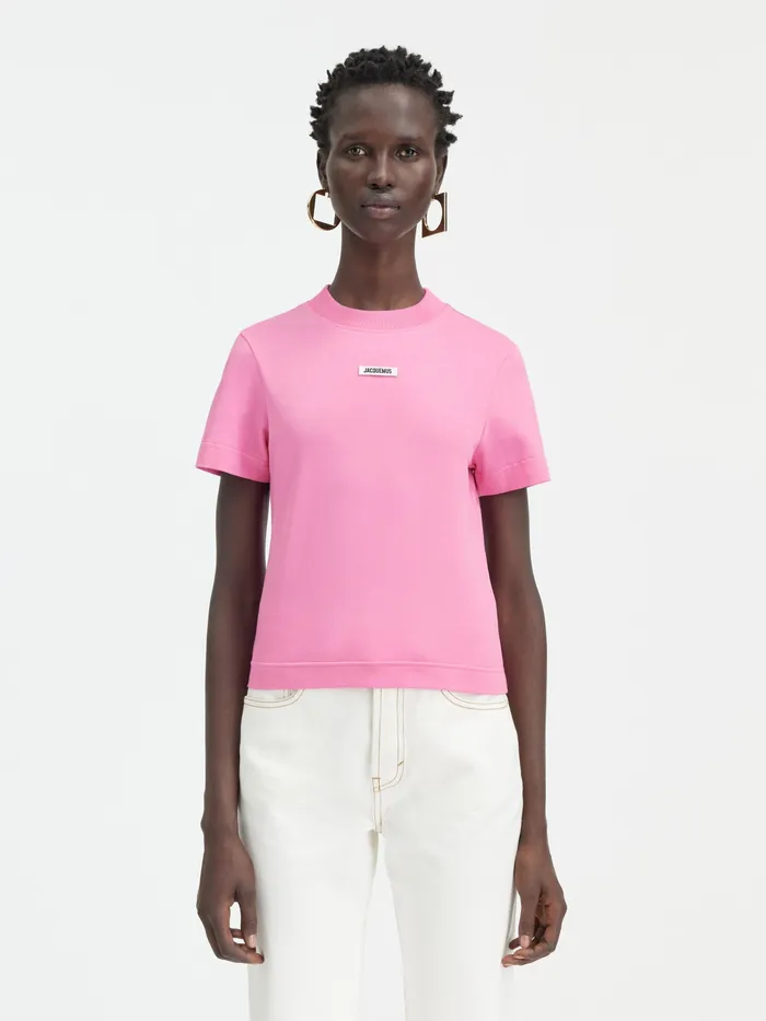 JACQUEMUS Sweatshirts and Joggings Grosgrain Logo TShirt Pink 8211 Women