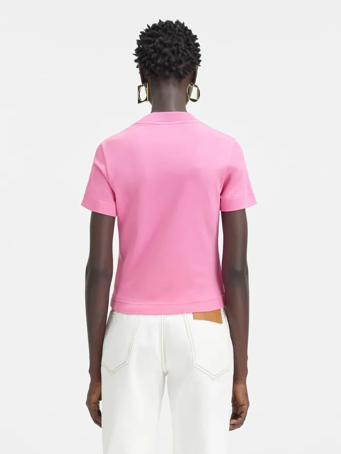 JACQUEMUS Sweatshirts and Joggings Grosgrain Logo TShirt Pink 8211 Women