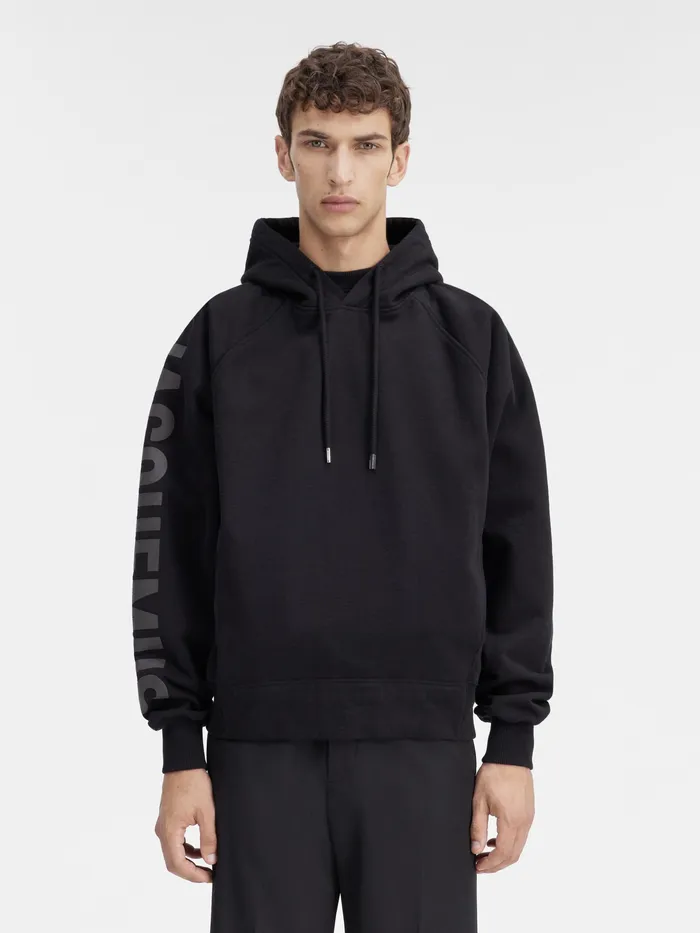 JACQUEMUS Sweatshirts and Joggings Logo Sleeve Hoodielogo Hoodie Black 8211 Men