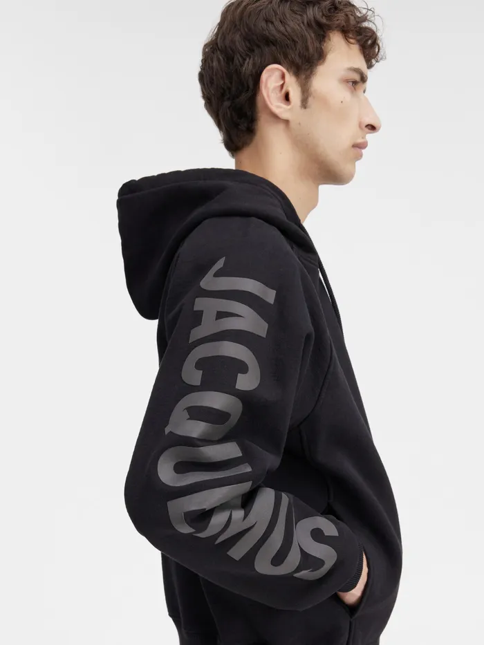 JACQUEMUS Sweatshirts and Joggings Logo Sleeve Hoodielogo Hoodie Black 8211 Men