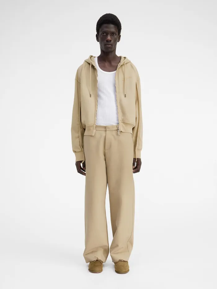 JACQUEMUS Sweatshirts and Joggings Wave Logo ZipUp Hoodie Beige 8211 Men