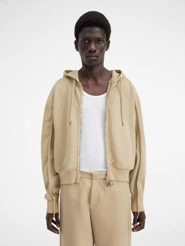 JACQUEMUS Sweatshirts and Joggings Wave Logo ZipUp Hoodie Beige 8211 Men