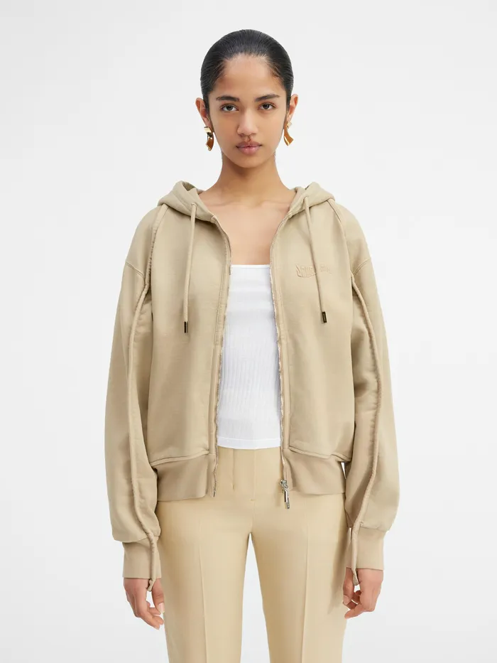 JACQUEMUS Sweatshirts and Joggings Wave Logo ZipUp Hoodie Beige 8211 Men
