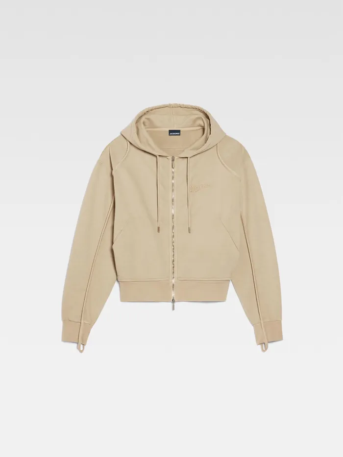 JACQUEMUS Sweatshirts and Joggings Wave Logo ZipUp Hoodie Beige 8211 Women