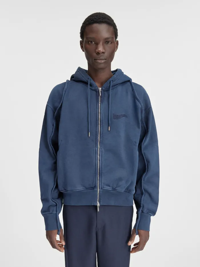 JACQUEMUS Sweatshirts and Joggings Wave Logo ZipUp Hoodie Dark Navy 8211 Men
