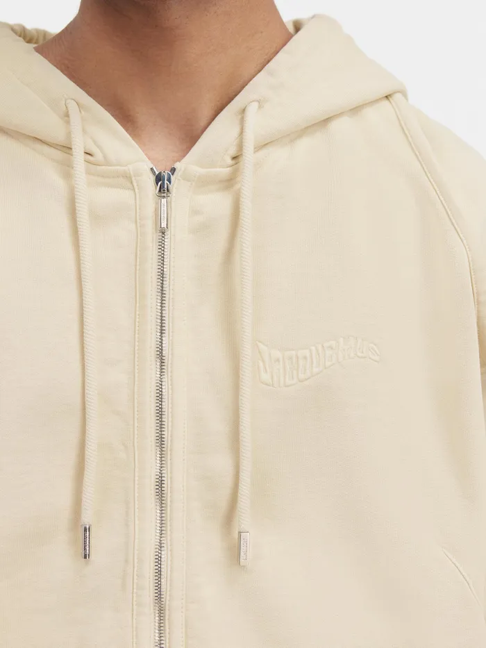 JACQUEMUS Sweatshirts and Joggings Wave Logo ZipUp Hoodie Light Beige 8211 Men