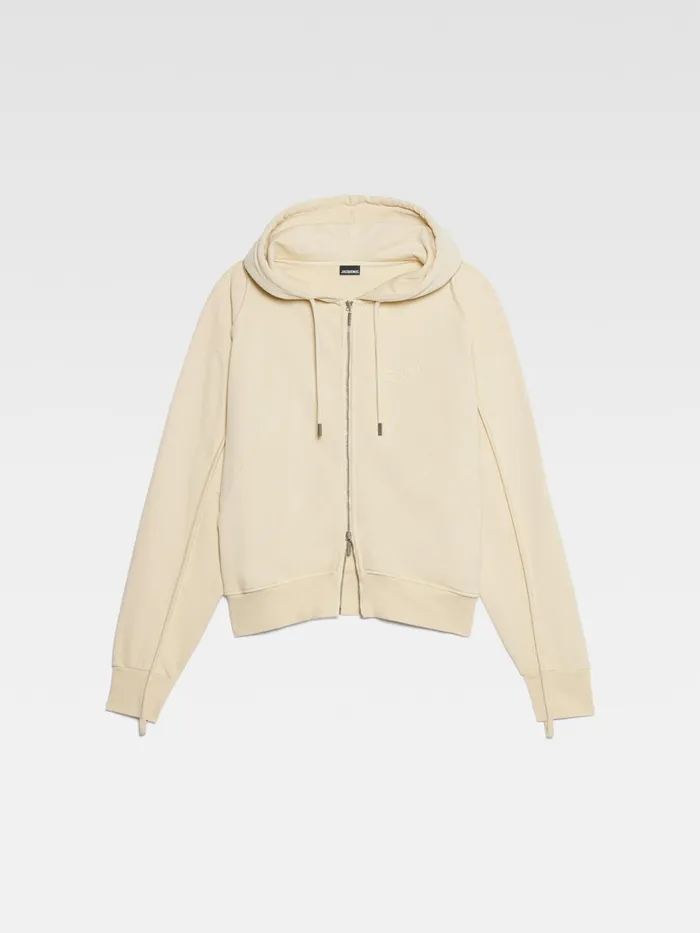 JACQUEMUS Sweatshirts and Joggings Wave Logo ZipUp Hoodie Light Beige 8211 Men