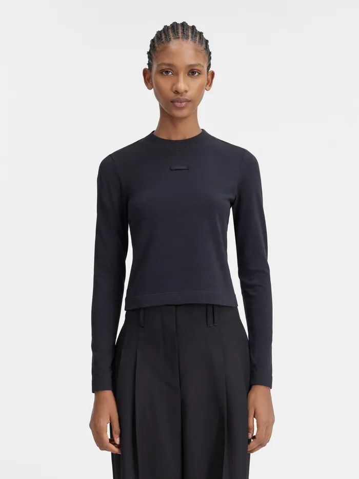 JACQUEMUS Tshirts Grosgrain Logo Long Sleeve TShirt Black 8211 Women