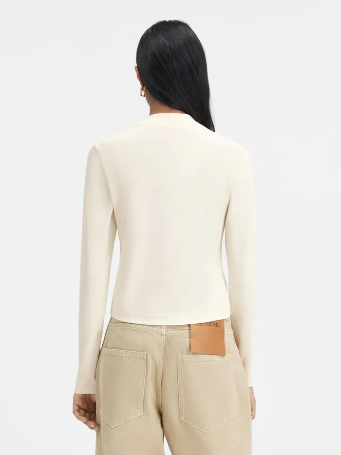 JACQUEMUS Tshirts Grosgrain Logo Long Sleeve TShirt Light Beige 8211 Women