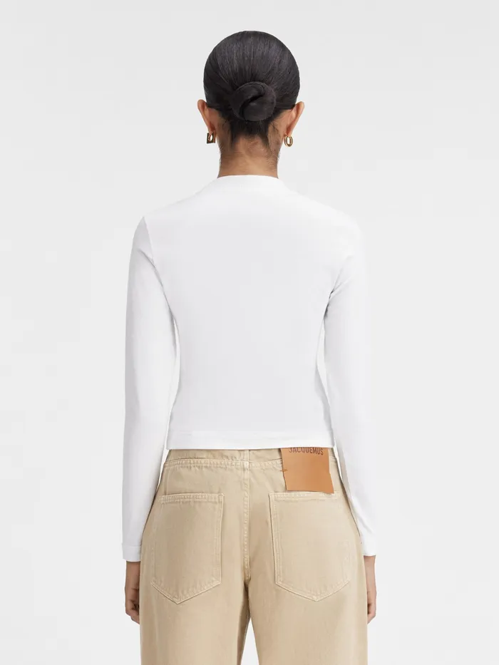 JACQUEMUS Tshirts Grosgrain Logo Long Sleeve TShirt White 8211 Women