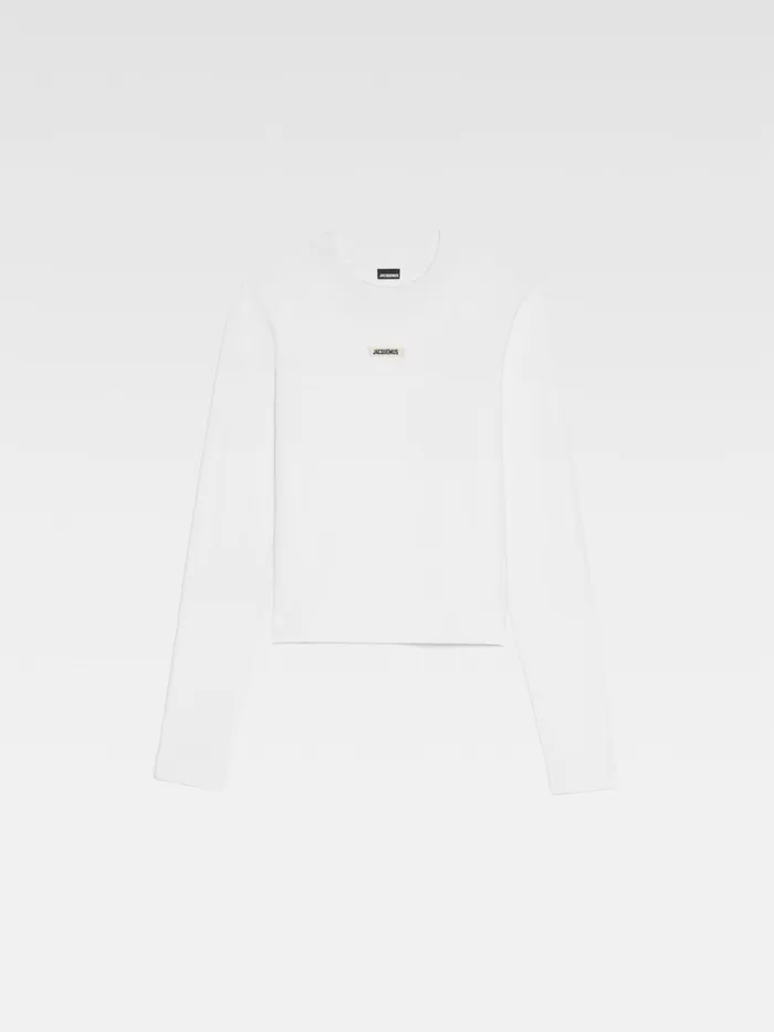 JACQUEMUS Tshirts Grosgrain Logo Long Sleeve TShirt White 8211 Women