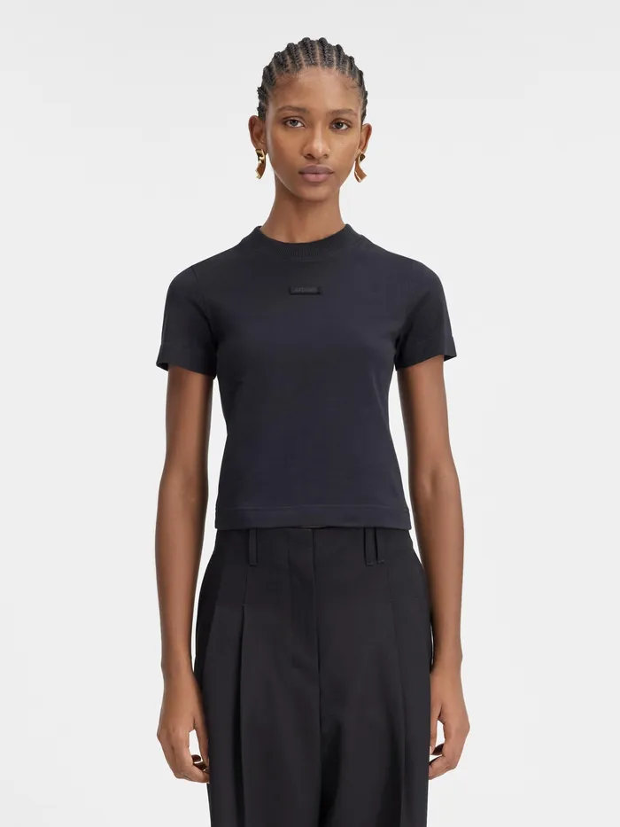 JACQUEMUS Tshirts Grosgrain Logo TShirt Black 8211 Women