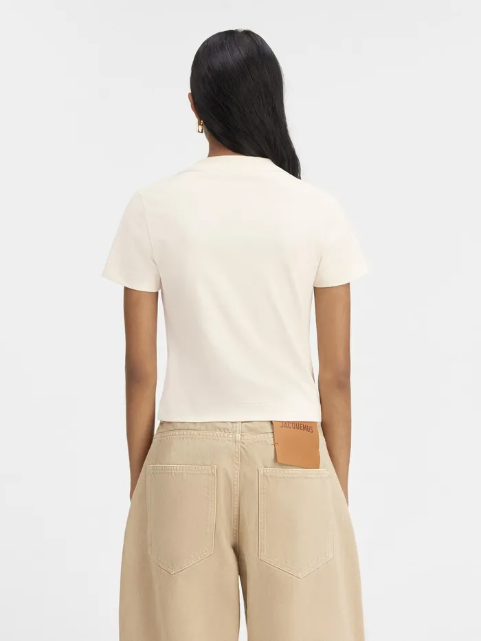 JACQUEMUS Tshirts Grosgrain Logo TShirt Light Beige 8211 Women