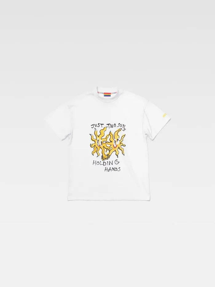 JACQUEMUS Tshirts Just Two Suns Holding Hands TShirt By Jacquemus X Pepo Moreno Print White 8211 Men