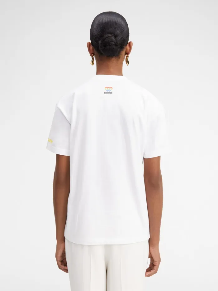 JACQUEMUS Tshirts Just Two Suns Holding Hands TShirt By Jacquemus X Pepo Moreno Print White 8211 Women
