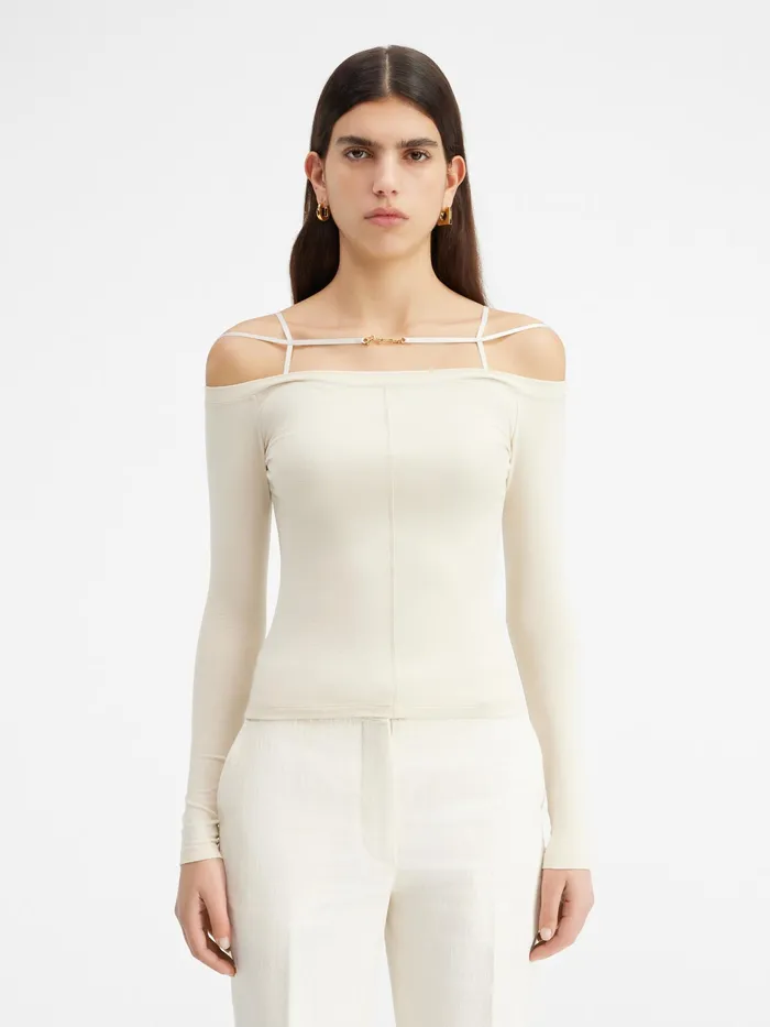 JACQUEMUS Tshirts Long Sleeve Lingerie TShirt Beige 8211 Women