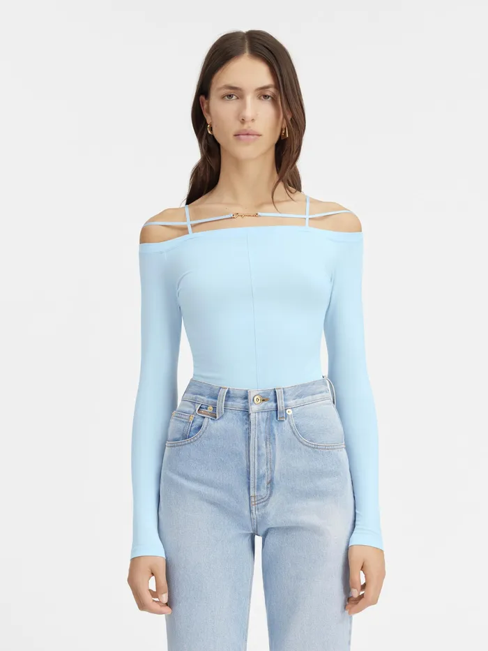 JACQUEMUS Tshirts Long Sleeve Lingerie TShirt Light Blue 8211 Women
