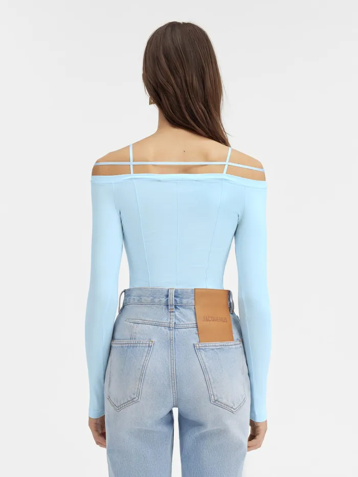JACQUEMUS Tshirts Long Sleeve Lingerie TShirt Light Blue 8211 Women