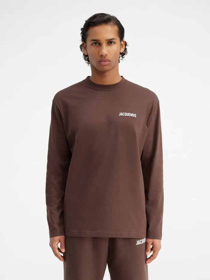 JACQUEMUS Tshirts Long Sleeve TShirt With Printed Logo Brown 8211 Men