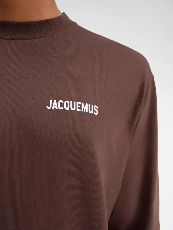 JACQUEMUS Tshirts Long Sleeve TShirt With Printed Logo Brown 8211 Men