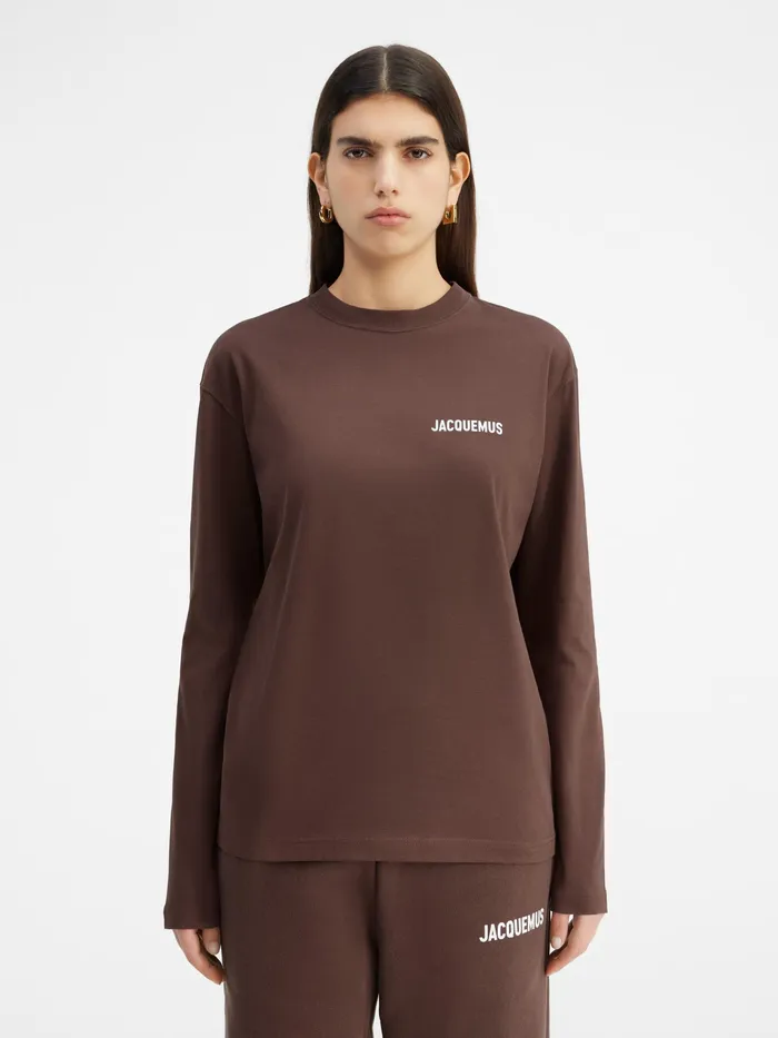 JACQUEMUS Tshirts Long Sleeve TShirt With Printed Logo Brown 8211 Men