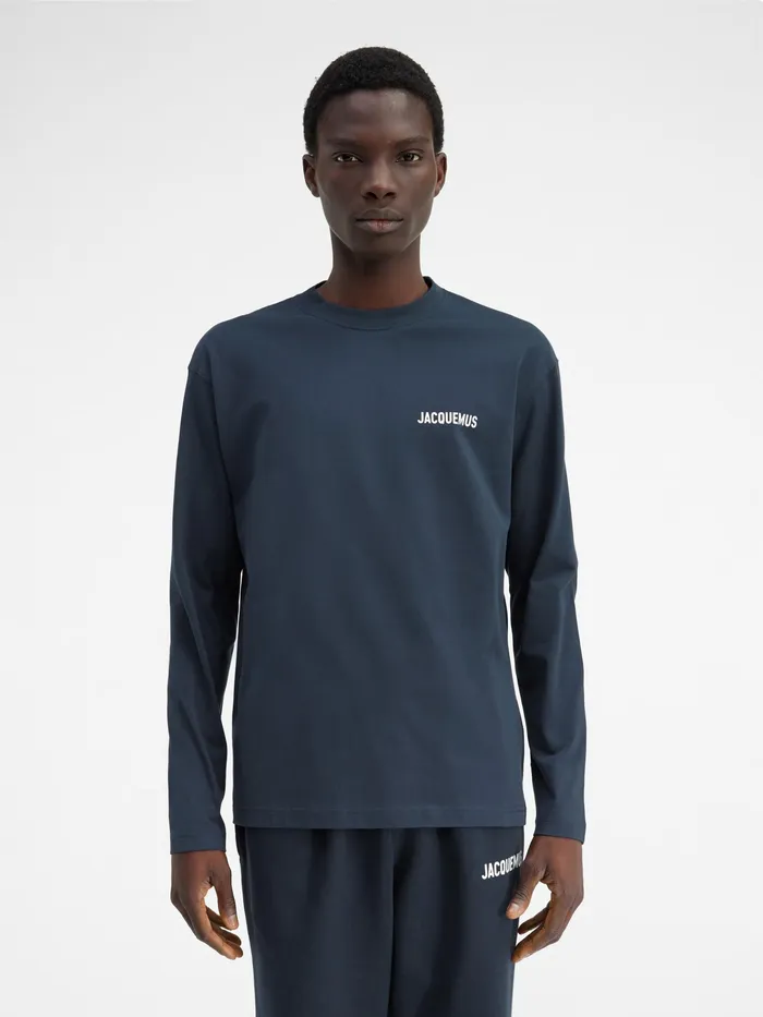 JACQUEMUS Tshirts Long Sleeve TShirt With Printed Logo Dark Navy 8211 Men