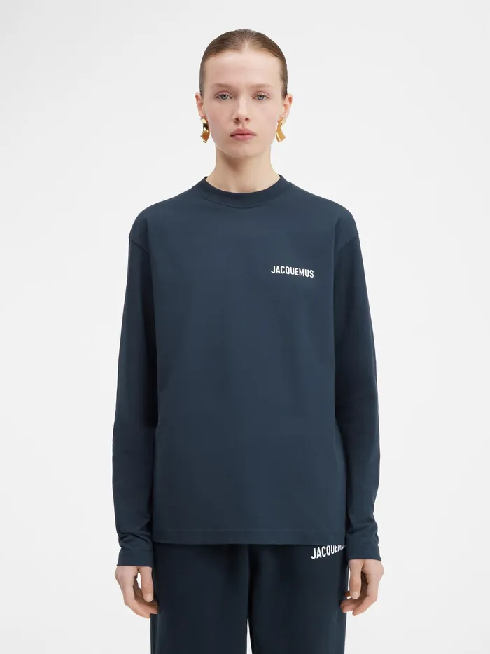 JACQUEMUS Tshirts Long Sleeve TShirt With Printed Logo Dark Navy 8211 Men