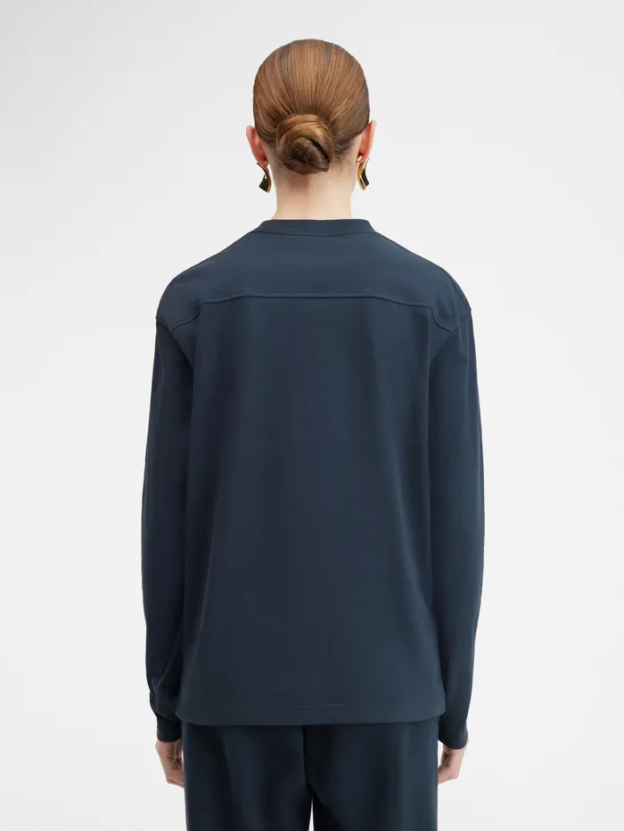 JACQUEMUS Tshirts Long Sleeve TShirt With Printed Logo Dark Navy 8211 Men