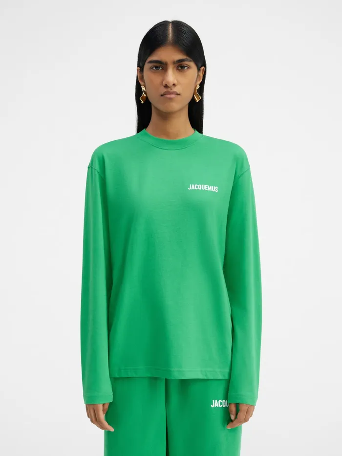 JACQUEMUS Tshirts Long Sleeve TShirt With Printed Logo Green 8211 Women