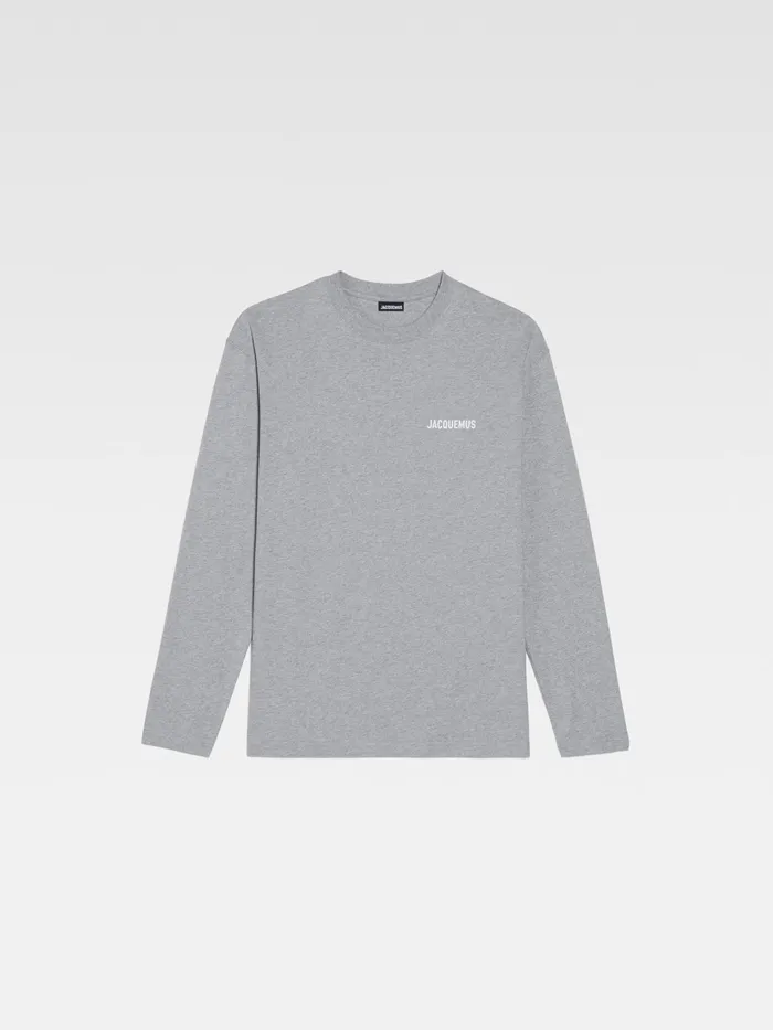JACQUEMUS Tshirts Long Sleeve TShirt With Printed Logo Grey 8211 Women