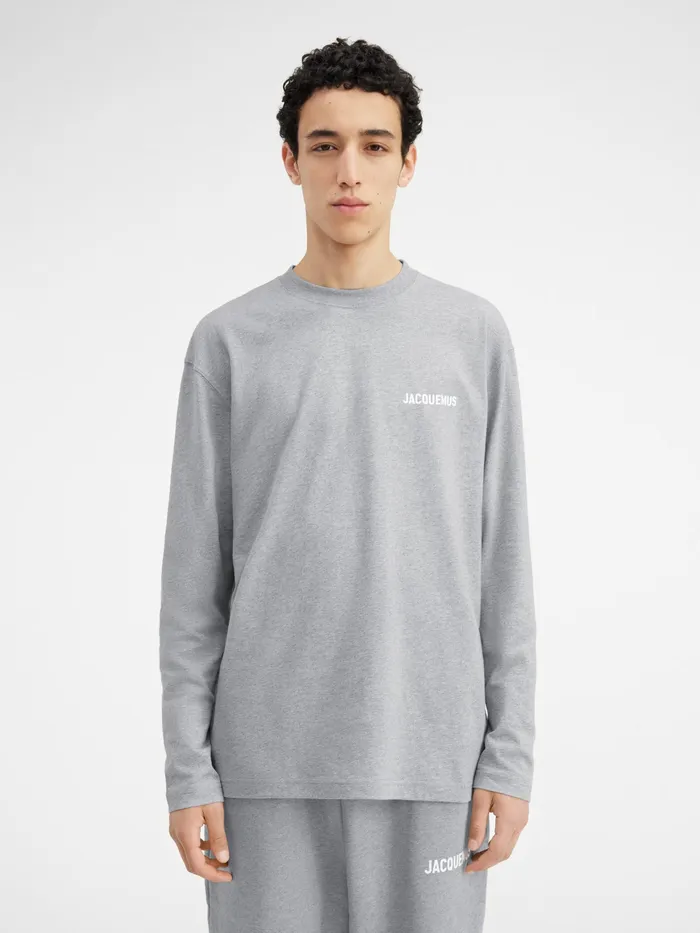 JACQUEMUS Tshirts Long Sleeve TShirt With Printed Logo Grey 8211 Women