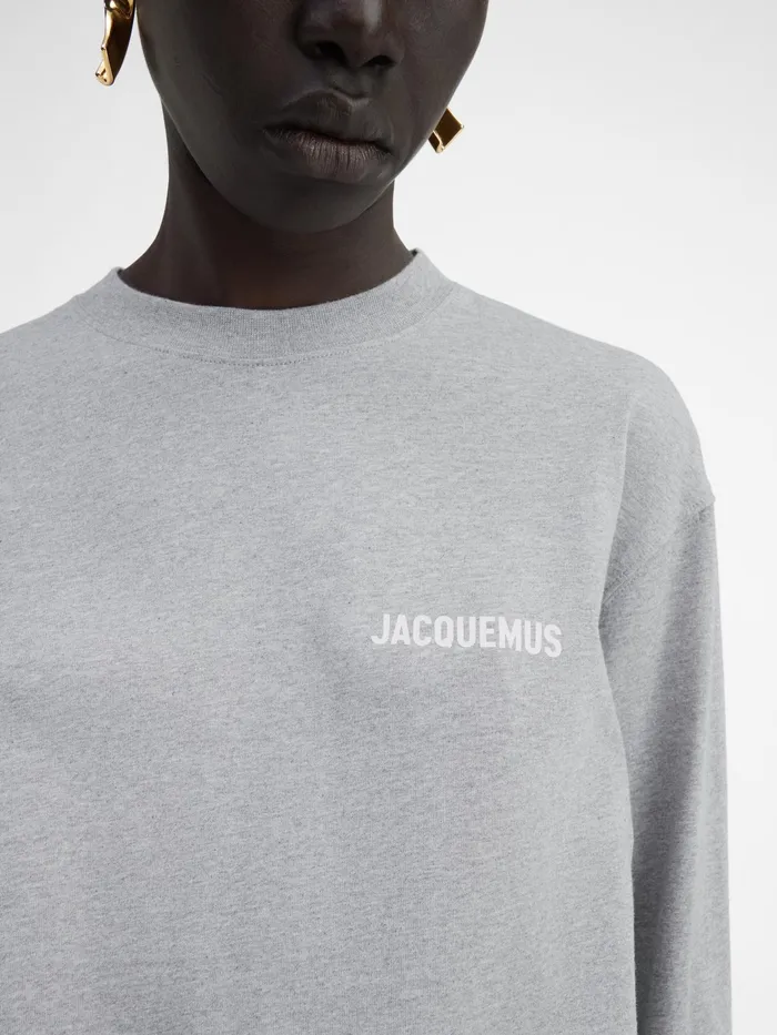 JACQUEMUS Tshirts Long Sleeve TShirt With Printed Logo Grey 8211 Women