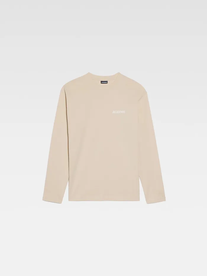 JACQUEMUS Tshirts Long Sleeve TShirt With Printed Logo Light Beige 8211 Men