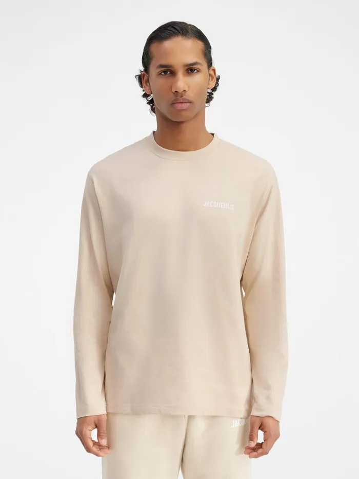 JACQUEMUS Tshirts Long Sleeve TShirt With Printed Logo Light Beige 8211 Men
