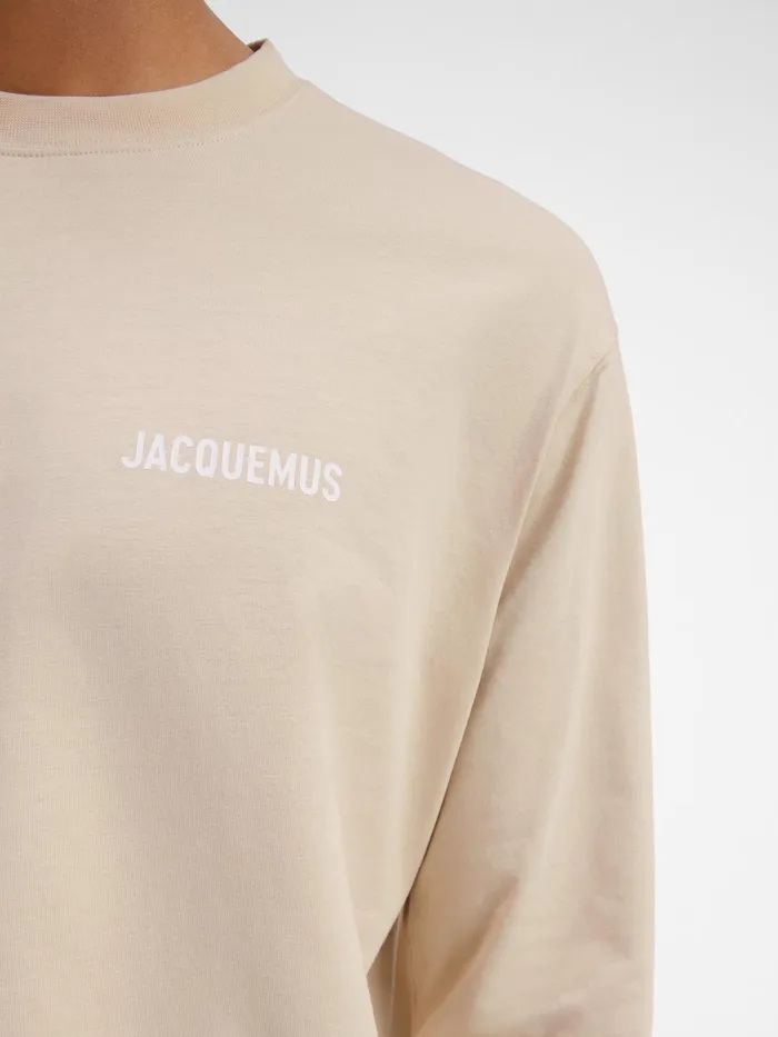 JACQUEMUS Tshirts Long Sleeve TShirt With Printed Logo Light Beige 8211 Men