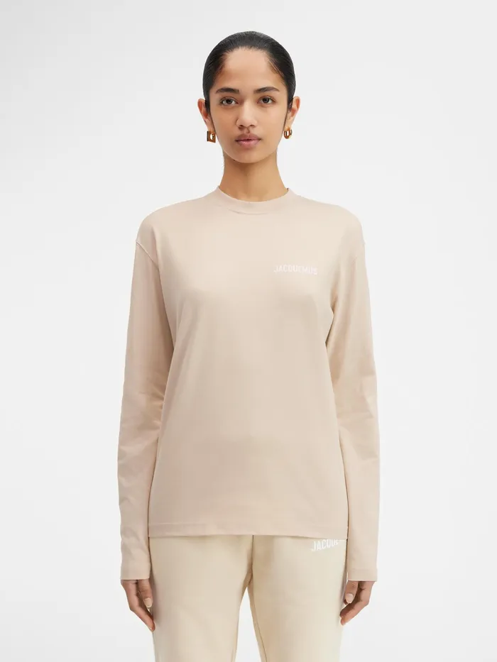 JACQUEMUS Tshirts Long Sleeve TShirt With Printed Logo Light Beige 8211 Men