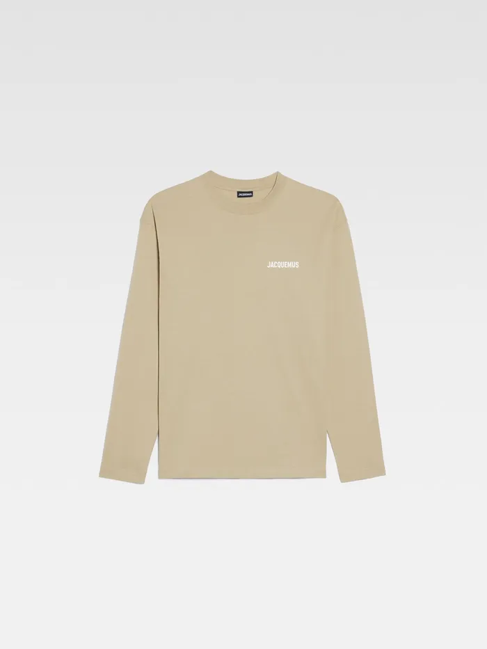 JACQUEMUS Tshirts Long Sleeve TShirt With Printed Logo Light Khaki 8211 Men