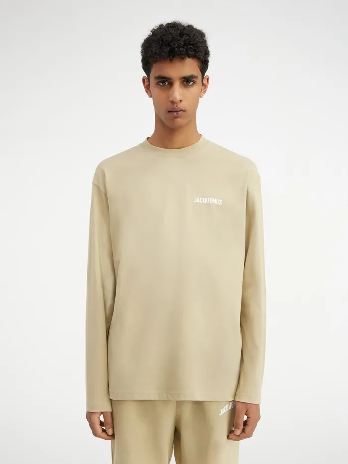 JACQUEMUS Tshirts Long Sleeve TShirt With Printed Logo Light Khaki 8211 Men