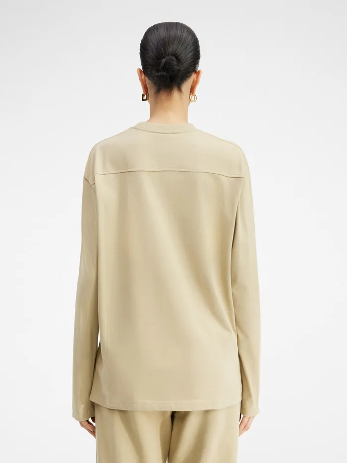 JACQUEMUS Tshirts Long Sleeve TShirt With Printed Logo Light Khaki 8211 Men