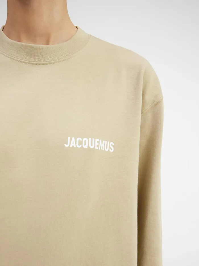 JACQUEMUS Tshirts Long Sleeve TShirt With Printed Logo Light Khaki 8211 Men