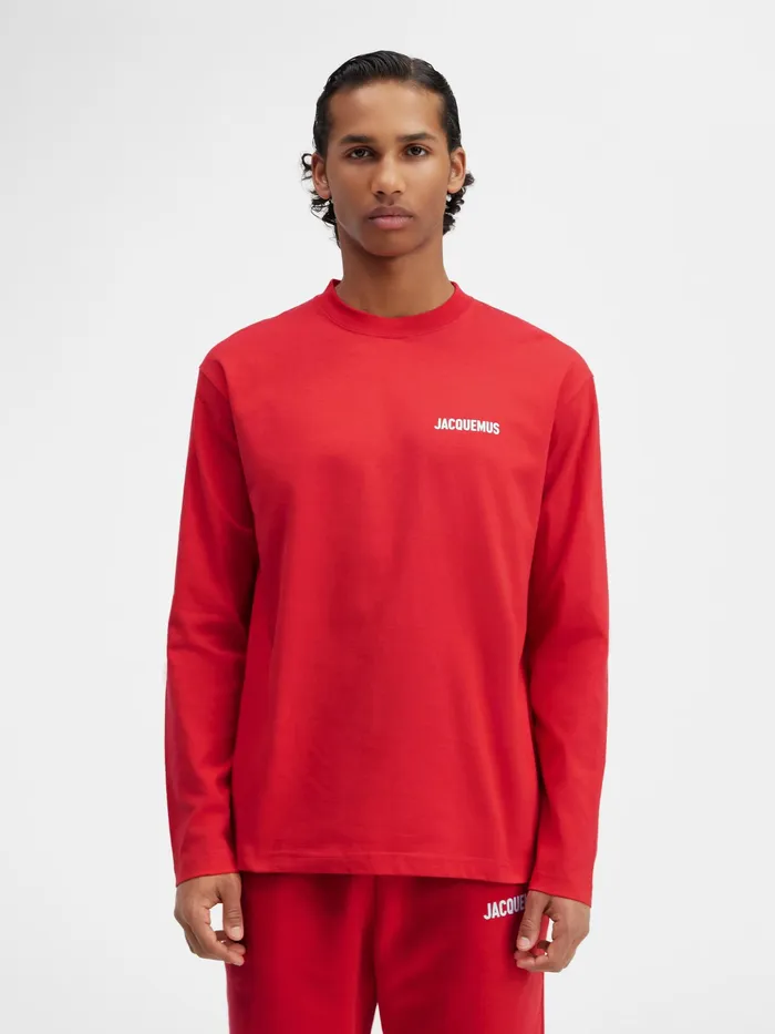 JACQUEMUS Tshirts Long Sleeve TShirt With Printed Logo Red 8211 Women