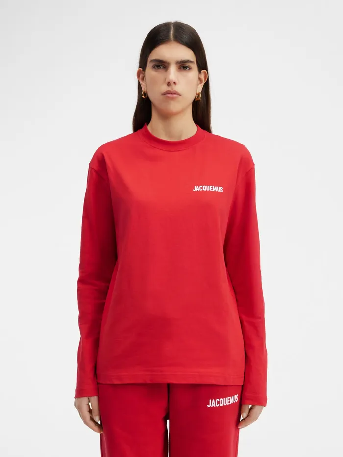 JACQUEMUS Tshirts Long Sleeve TShirt With Printed Logo Red 8211 Women
