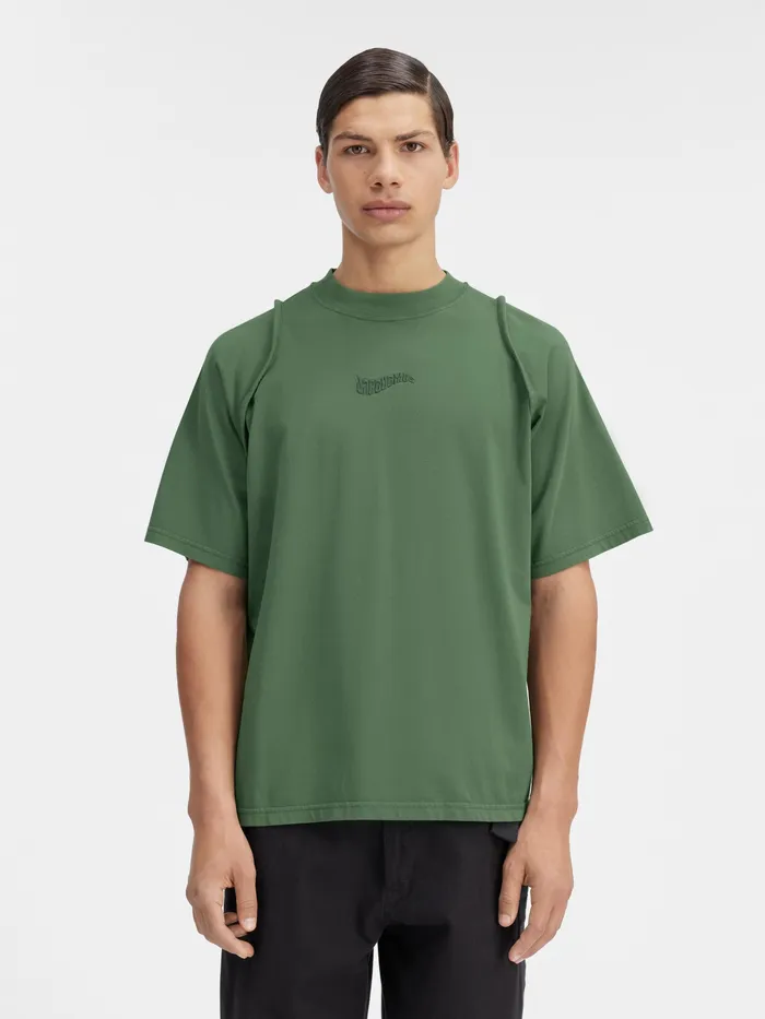 JACQUEMUS Tshirts Piped Sleeve TShirt Dark Green 8211 Men